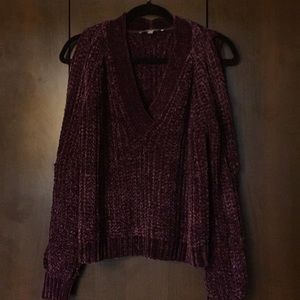 Burgundy cold shoulder sweater